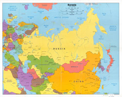 Szczegółowa mapa polityczna Eurazji - 2006.