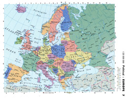Szczegółowa mapa polityczna Europy ze stolicami i dużymy miastami.