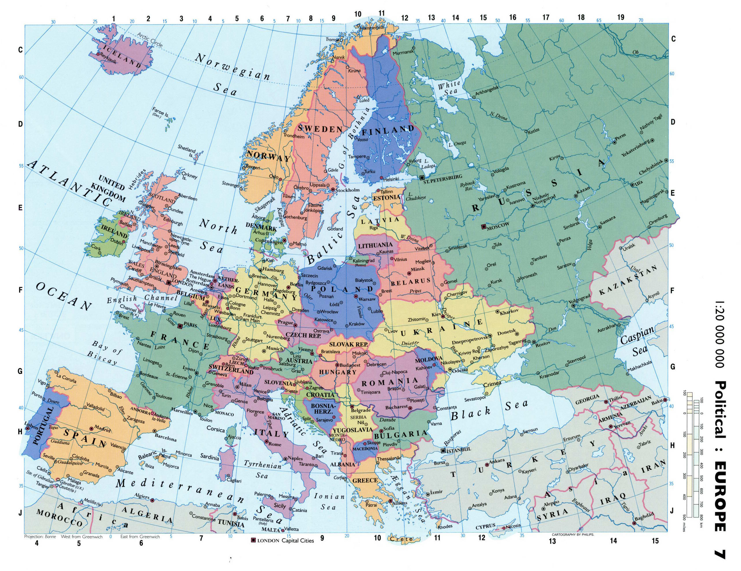Mapa Europy Ze Stolicami Test Mapy Europy | Mapa Europy w języku angielskim | Polityczna