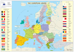 Mapa szczegółowa Państw Członkowskich Unii Europejskiej.