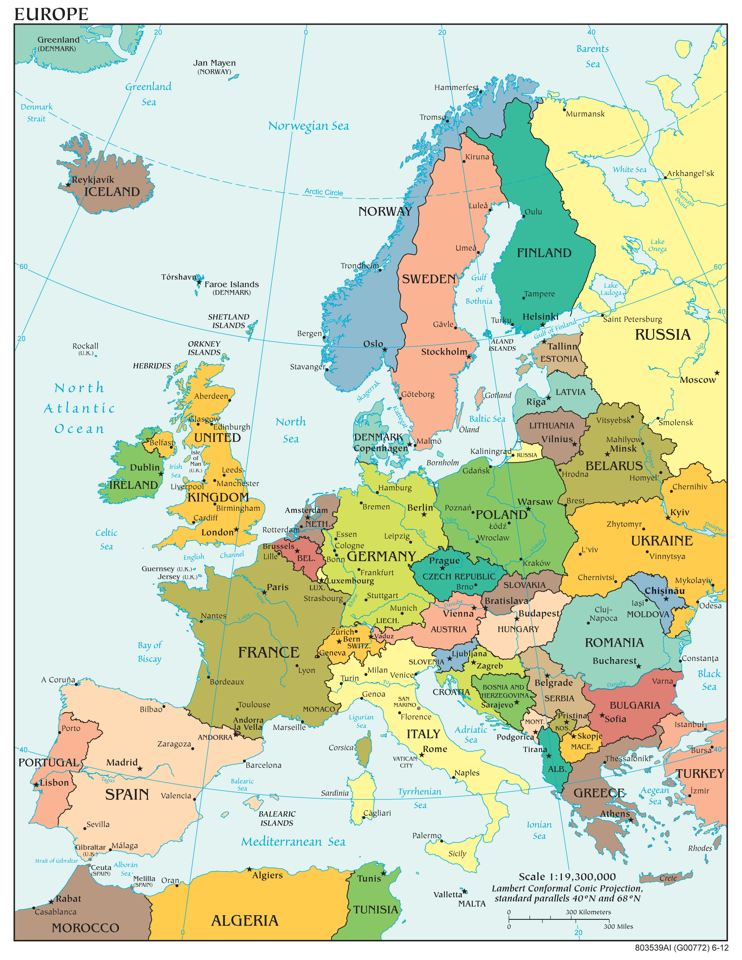 Mapa Konturowa Europy Z Nazwami Państw Stolicami Mapa Polityczna Europy