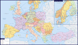 Duża kolejowa mapa Europy.