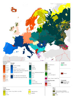 Mapa języków Europy.