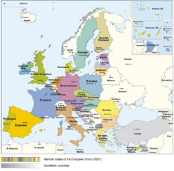 Mapa Państw Członkowskich Unii Europejskiej - 2007.