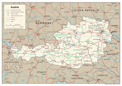 Duża mapa polityczna i administracyjna Austrii.