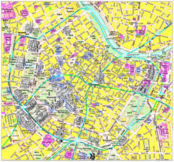 Szczegółowa mapa turystyczna centrum Wiednia.