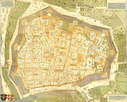 Duża szczegółowa mapa stara miasta Wiedeń 1547 roku.