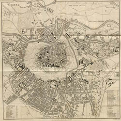 Duża szczegółowa mapa stara Wiednia 1858 roku.