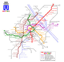 Mapa metra miasta Wiedeń.