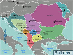 Duża mapa regionów Bałkanów.