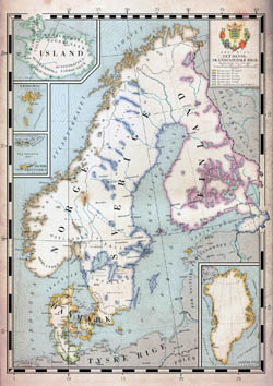 Duża stara mapa Skandynawii.