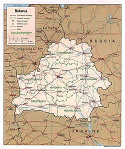 Mapa polityczna i administracyjna Białorusi.