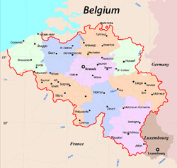 Szczegółowa mapa administracyjna Belgii.