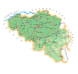 Szczegółowa mapa drogowa Belgii z miastami.