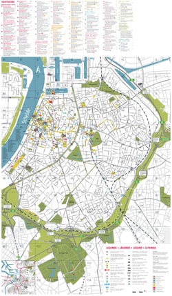 Szczegółowa mapa turystyczna miasta Antwerpia duży format.