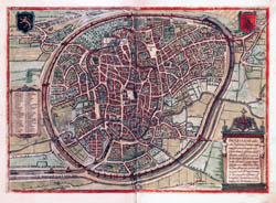 Duża szczegółowa mapa średniowieczna miasta Brukseli.