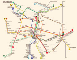 Duża szczegółowa mapa metra miasta Bruksela.