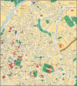 Duża szczegółowa mapa samochodowa centrum miasta Brukseli.