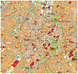 Mapa turystyczna centrum Brukseli.