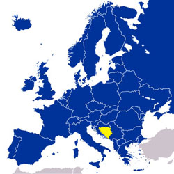 Bośnia i Hercegowina na mapie Europy.