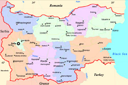 Szczegółowa mapa administracyjna Bułgarii.