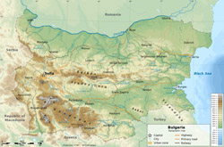 Szczegółowa mapa fizyczna Bułgarii.