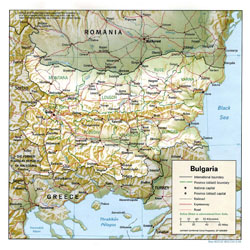Mapa polityczna i administracyjna Bułgarii z reliefem.
