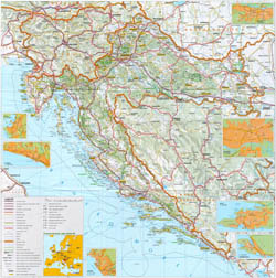 Duża szczegółowa mapa drogowa Chorwacji.