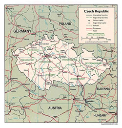 Szczegółowa mapa polityczna i administracyjna Republiki Czeskiej.