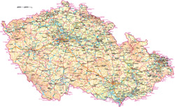 Szczegółowa mapa drogowa i fizyczna Czech ze wszystkimi miastami.