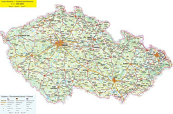 Szczegółowa mapa drogowa Czech ze wszystkimi miastami.