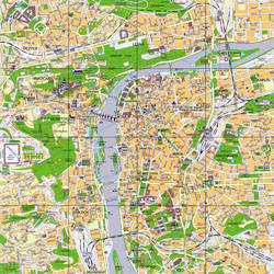 Szczegółowa mapa turystyczna centrum miasta Praga.