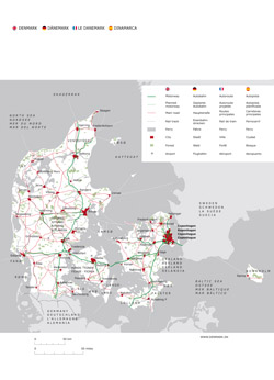 Szczegółowa mapa drogowa Danii.