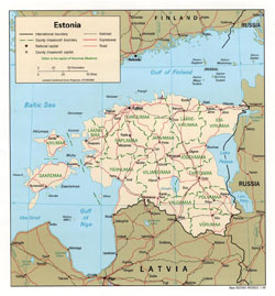 Mapa polityczna i administracyjna Estonii.