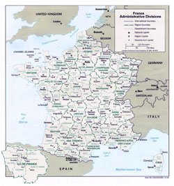 Mapa administracyjna Francji.
