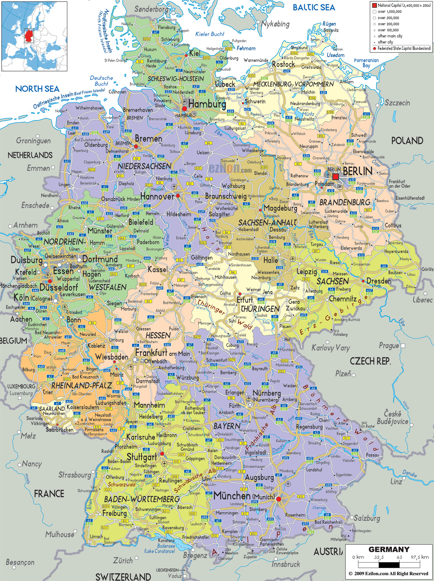 Szczegółowa mapa niemiec bawaria