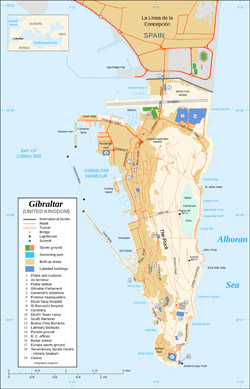 Szczegółowa mapa Gibraltaru z budowami.