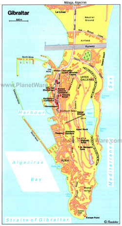 Mapa drogowa Gibraltaru.