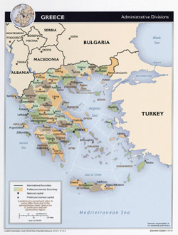 Szczegółowa mapa administracyjna Grecji.