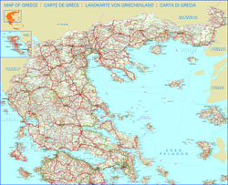 Szczegółowa mapa drogowa Grecji.