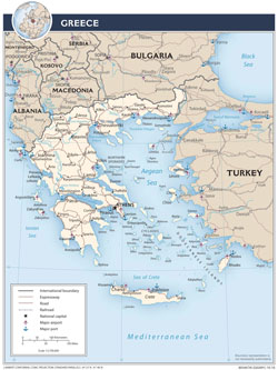 Duża mapa polityczna Grecji.
