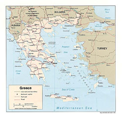 Mapa polityczna Grecji.