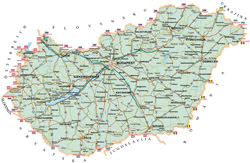 Internetowa mapa samochodowa Węgier.