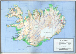 Szczegółowa mapa polityczna Islandii z reliefem.