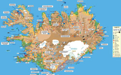 Szczegółowa mapa turystyczna Islandii.