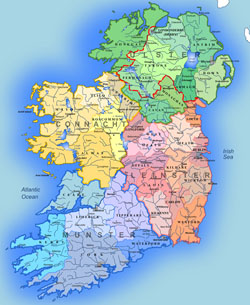 Mapa administracyjna Irlandii.