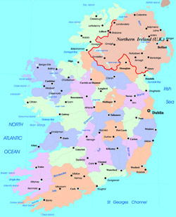 Szczegółowa mapa administracyjna Irlandii.