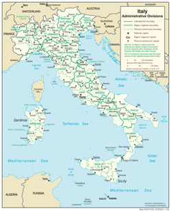 Szczegółowa mapa administracyjna Włoch.