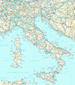 Szczegółowa mapa drogowa Włoch.