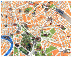 Szczegółowa mapa turystyczna centrum Rzymu.